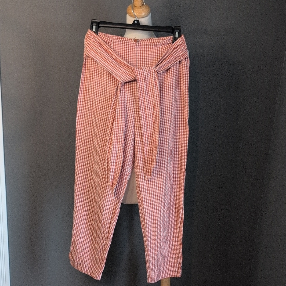 Free People Red Gingham Cropped Pants Size 4